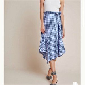 NEW Anthropologie Glenna Gingham Midi Skirt